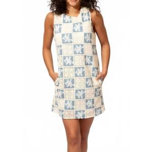 NEW RAISONNEL posey crochet mini dress in cream/ blue